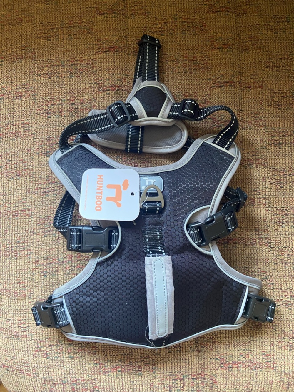 New With Tags, Huntboo Dog Harness Reflective, Black and Grey, Size Medium